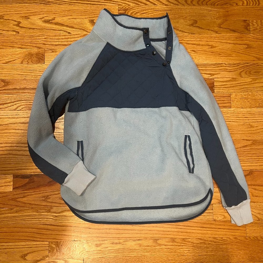 Abercrombie Asymmetrical Side Button Fleece Pullo… - image 1